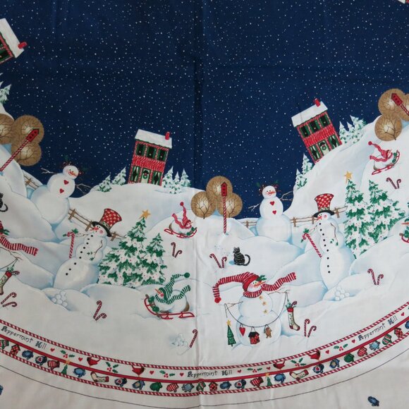 Vintage Daisy Kingdom Peppermint Hill Tree Skirt Table Cloth 3 Fabric Panels - Picture 3 of 6